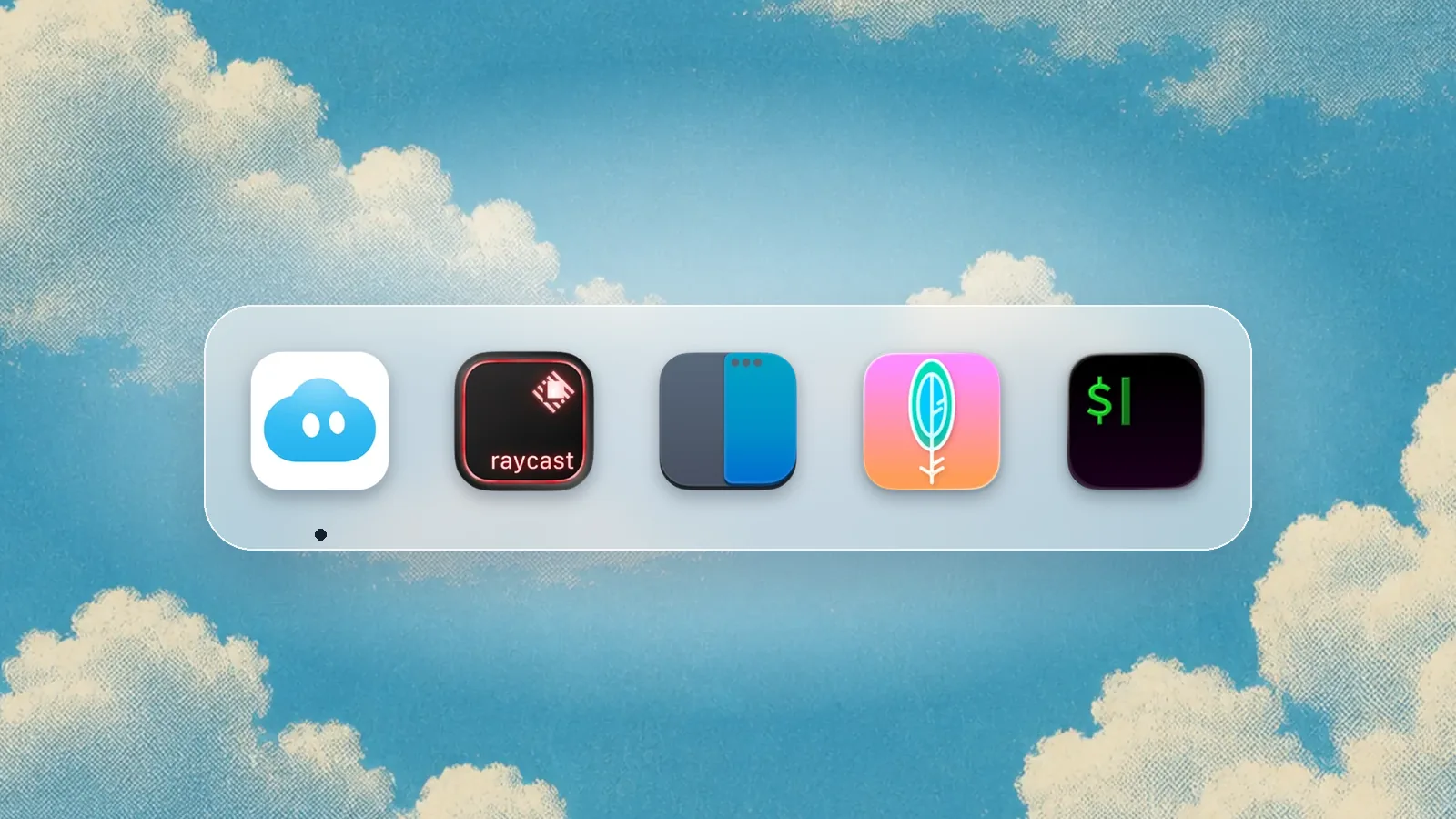 App icons of Nudge, Raycast, Rectangle, Maccy, iTerm2