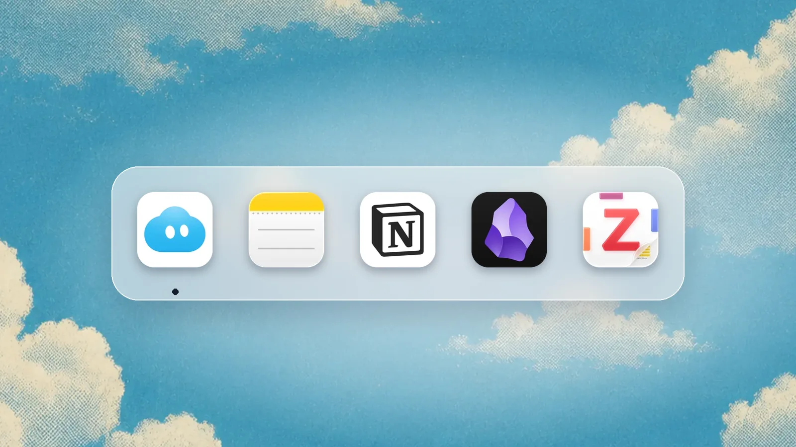 App icons of Nudge, Apple Notes, Notion, Obsidian, Zotero